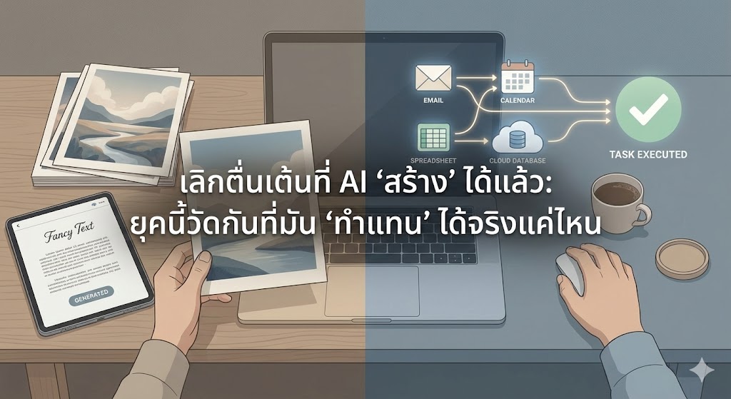 หมดเวลาตื่นเต้นที่ AI “สร้างรูป/เขียนบทความ” ได้แล้ว ยุคต่อไปคือการวัดกันว่ามัน “ทำงานแทนเรา” ได้จริงแค่ไหน