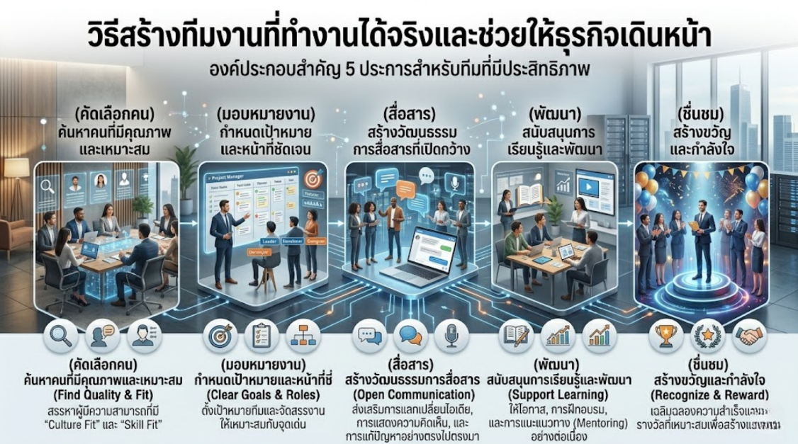 วิธีสร้างทีมงานที่ทำงานได้จริงและช่วยให้ธุรกิจเดินหน้า