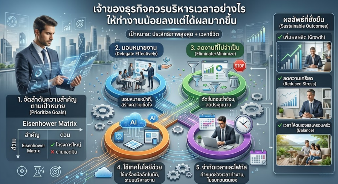 เจ้าของธุรกิจควรบริหารเวลาอย่างไรให้ทำงานน้อยลงแต่ได้ผลมากขึ้น